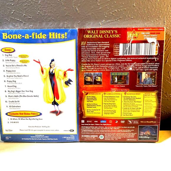 101 Dalmatians (DVD, 2008, 2-Disc Set, Platinum Edition) + Limited Ed Music CD - Picture 2 of 2